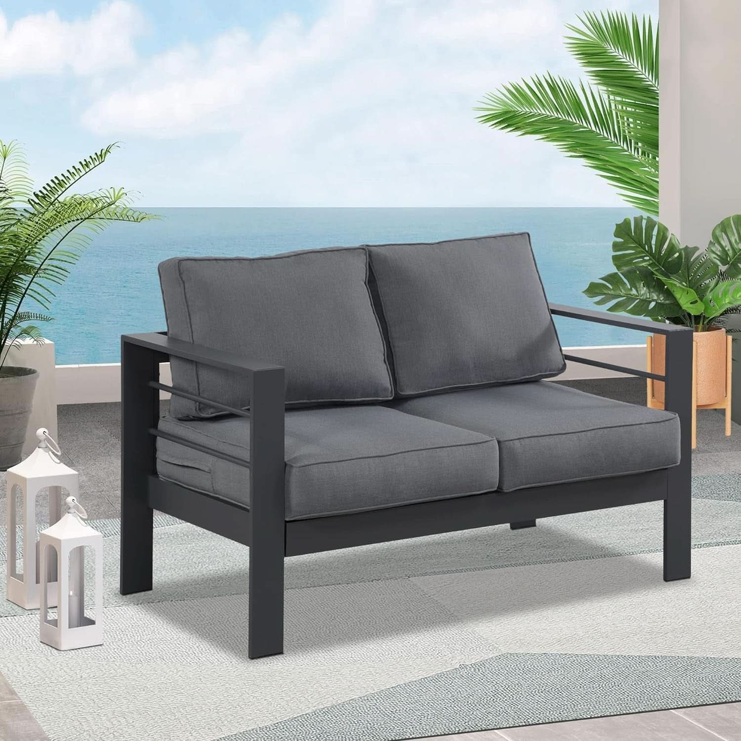 Aluminum Loveseat Sofa for All-Weather Outdoor Relaxation
