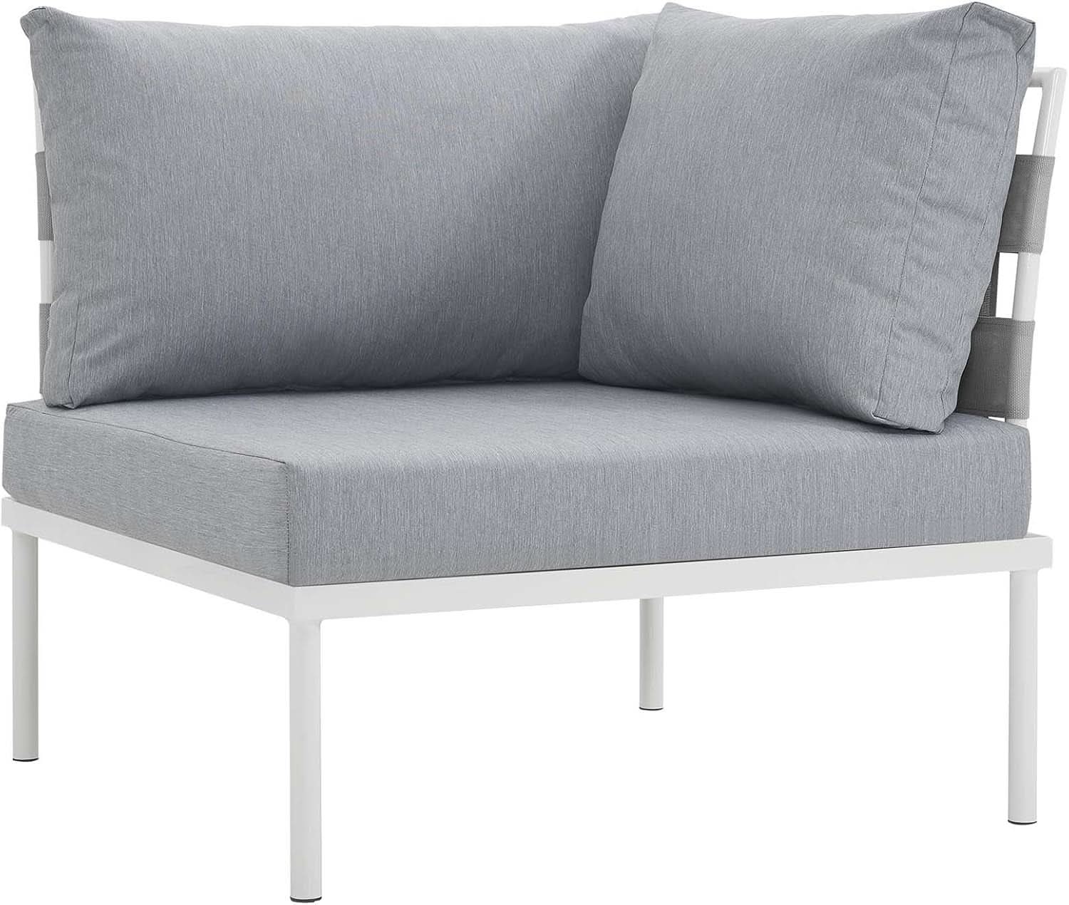 Aluminum Outdoor Patio Sectional Sofa Set White Gray