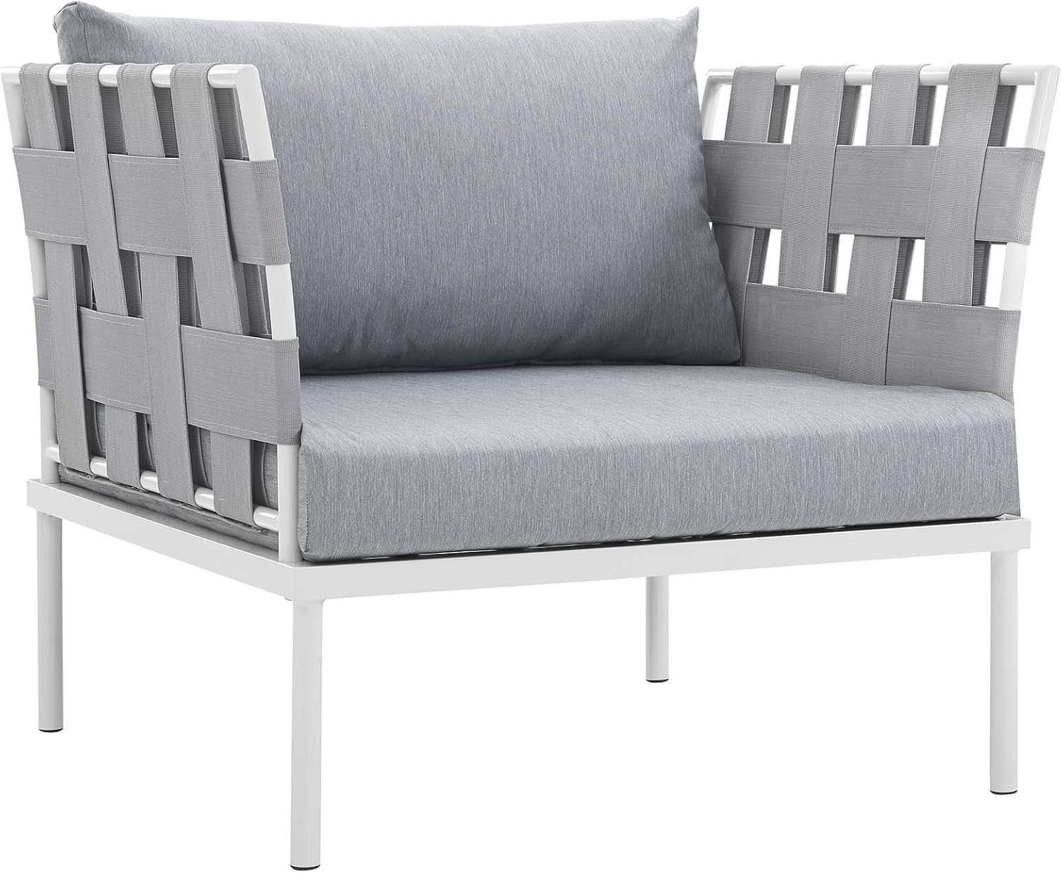 Aluminum Outdoor Patio Sectional Sofa Set White Gray