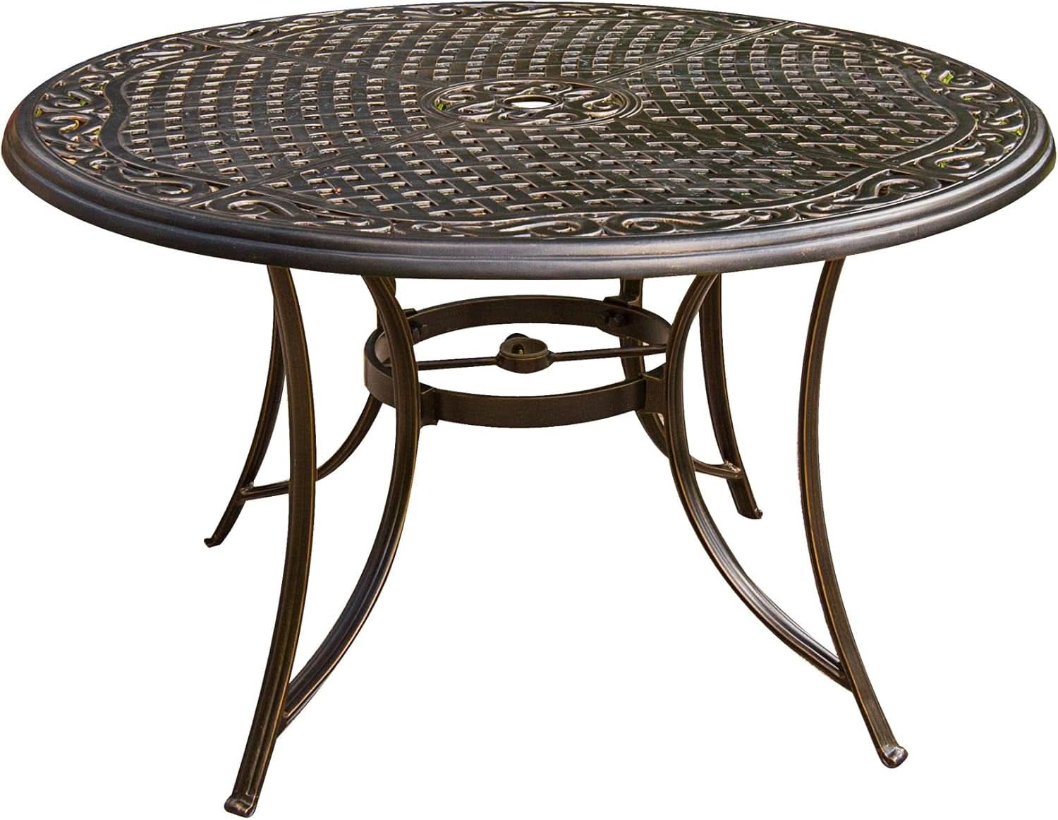 Aluminum Patio Dining Set 5 Piece With Blue Cushions For 4