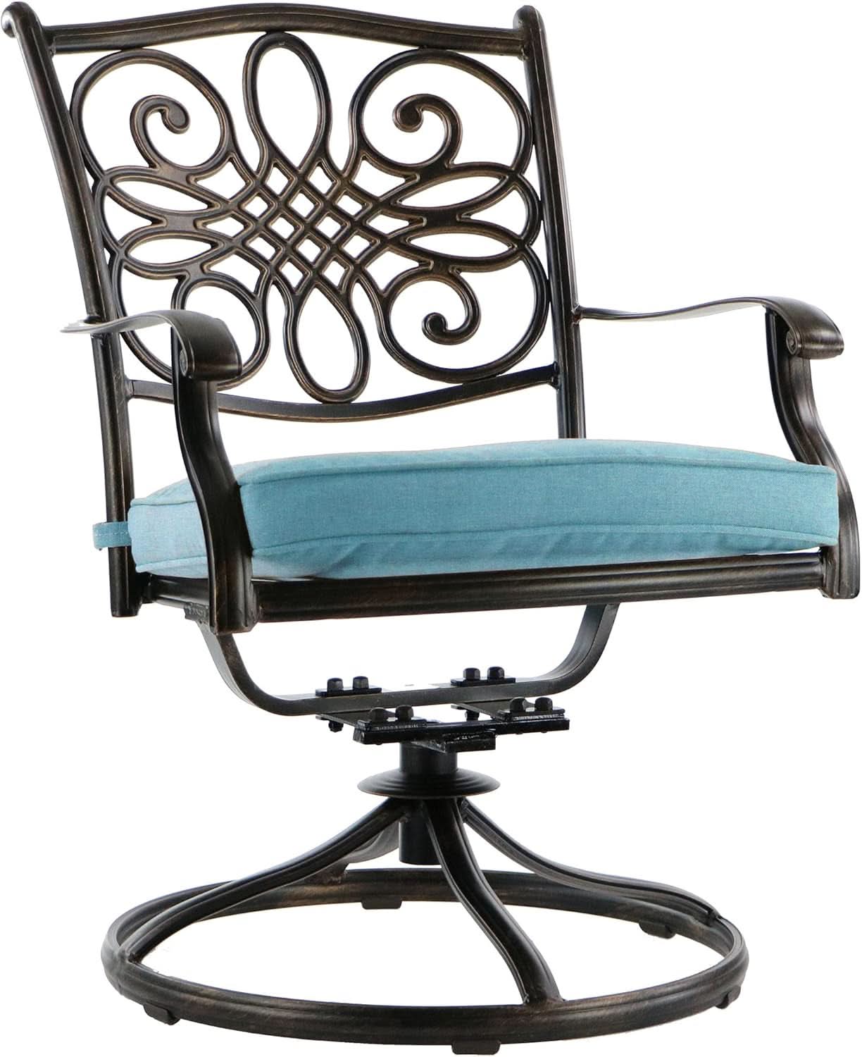 Aluminum Patio Dining Set 5 Piece With Blue Cushions For 4