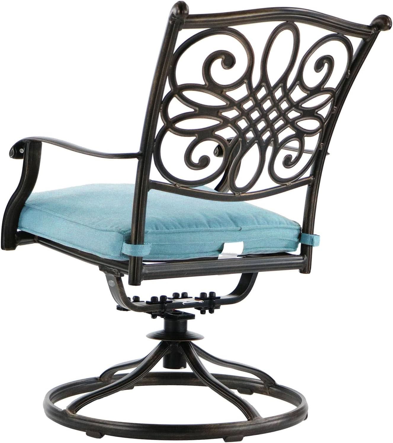 Aluminum Patio Dining Set 5 Piece With Blue Cushions For 4