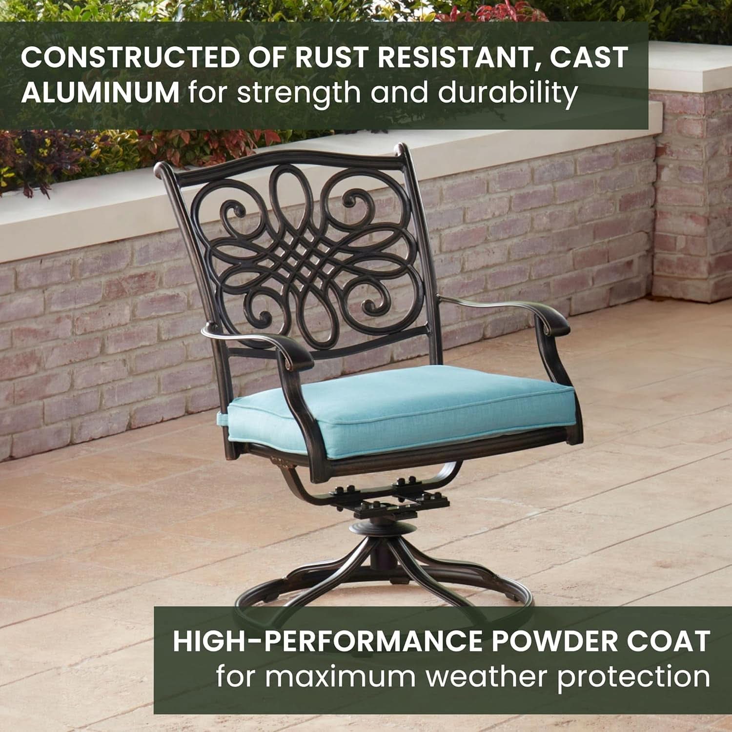Aluminum Patio Dining Set 5 Piece With Blue Cushions For 4