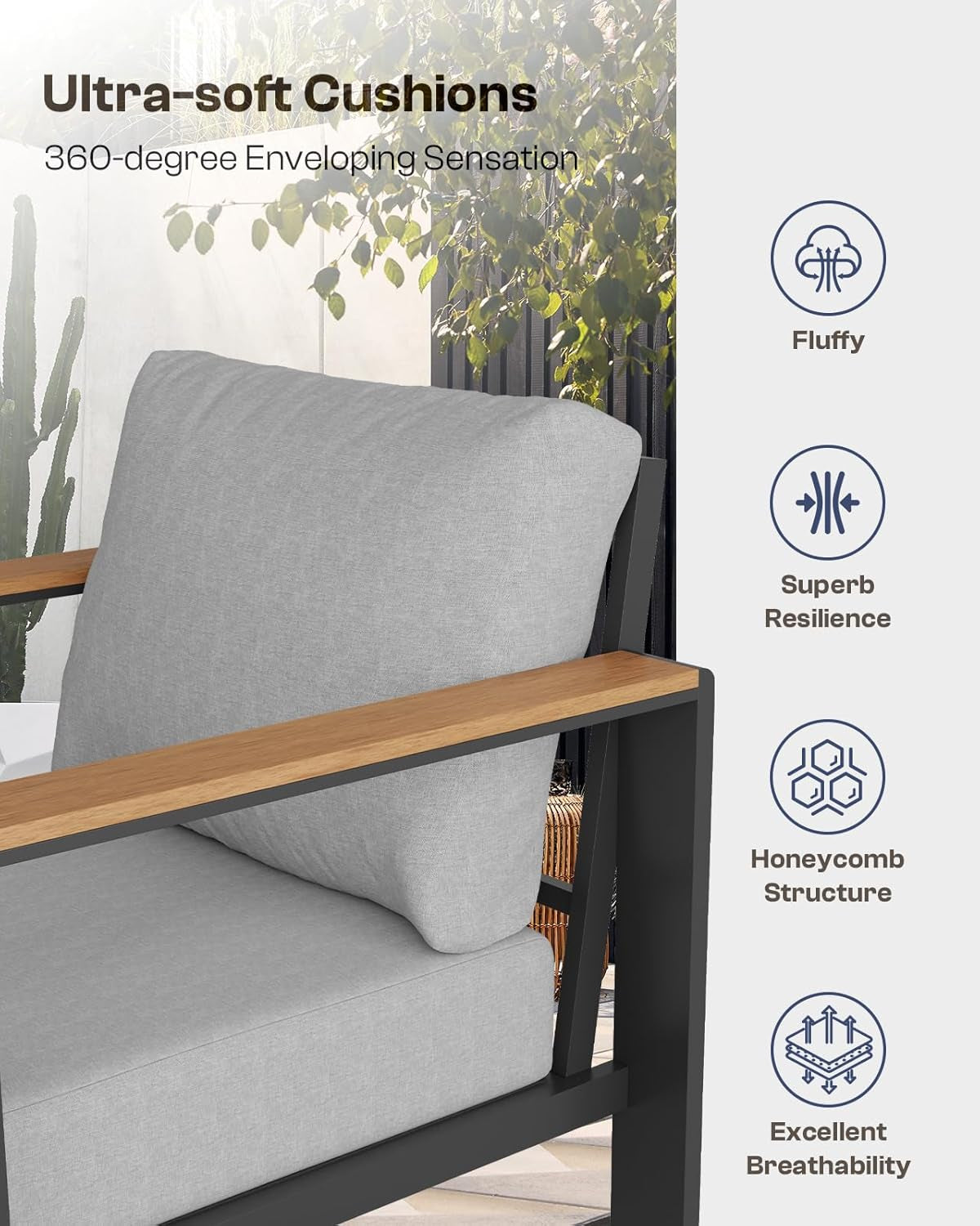 Aluminum Patio Furniture Set with Thick Cushions
