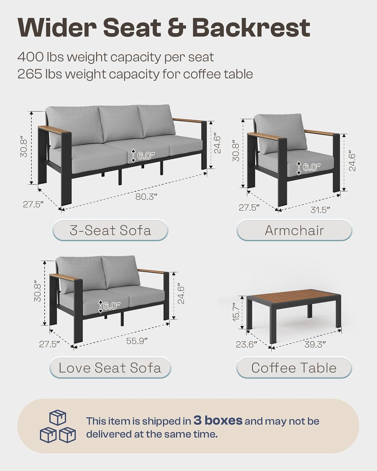 Aluminum Patio Furniture Set with Thick Cushions