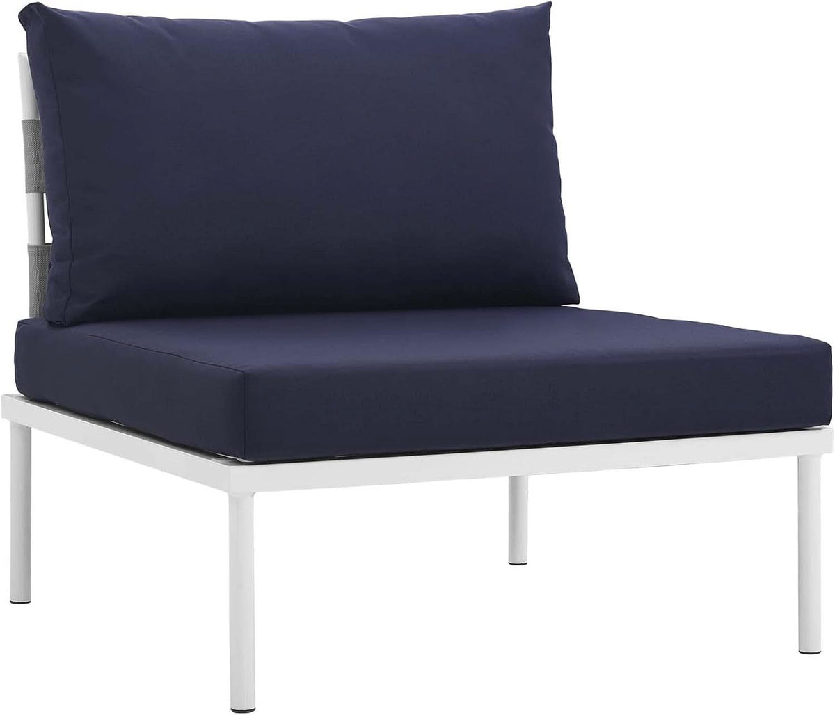 Aluminum Patio Sectional Sofa Set 8 Piece White Navy