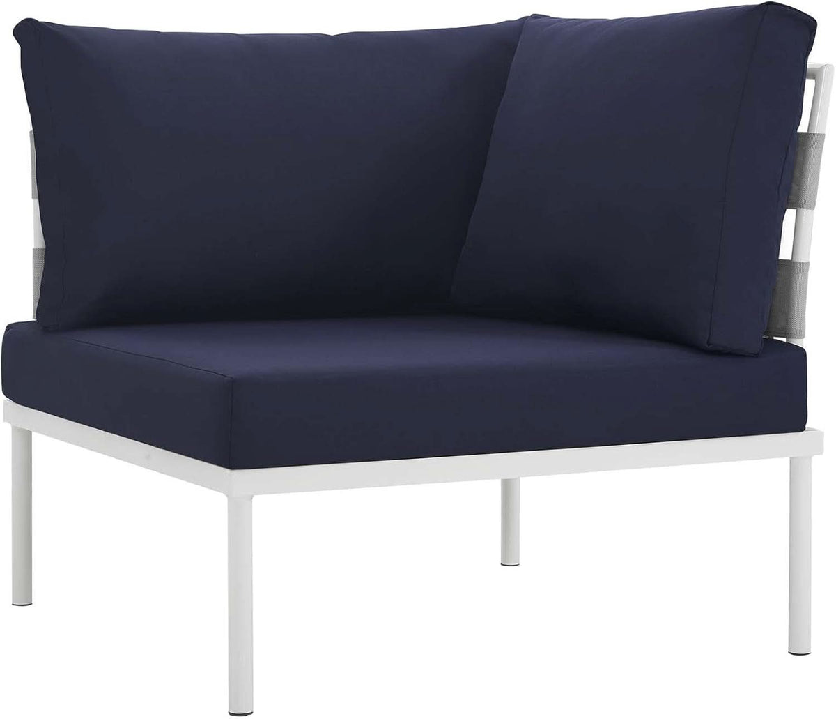 Aluminum Patio Sectional Sofa Set 8 Piece White Navy