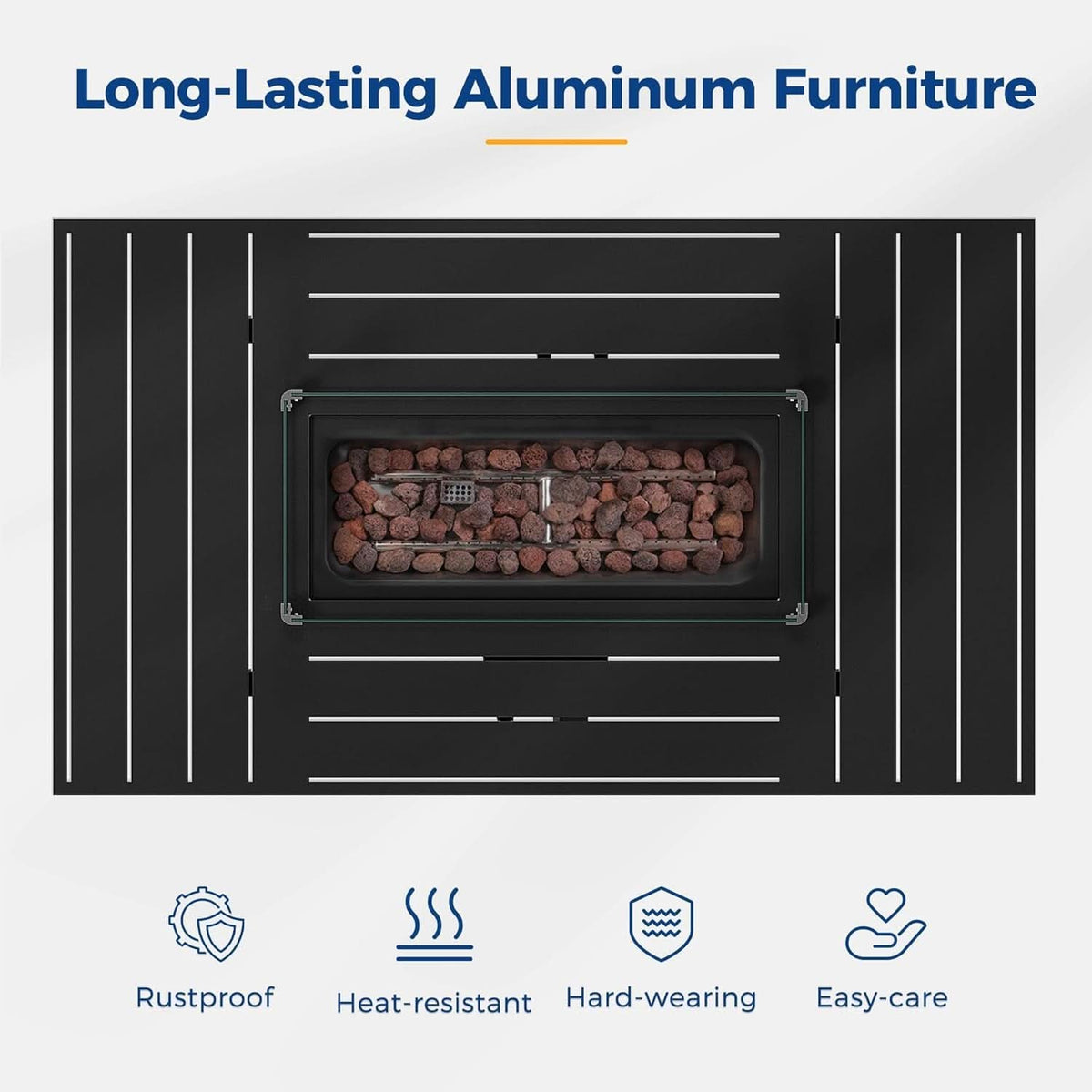 Aluminum Patio Set 4-Piece With 54 Inch Gas Fire Pit Table