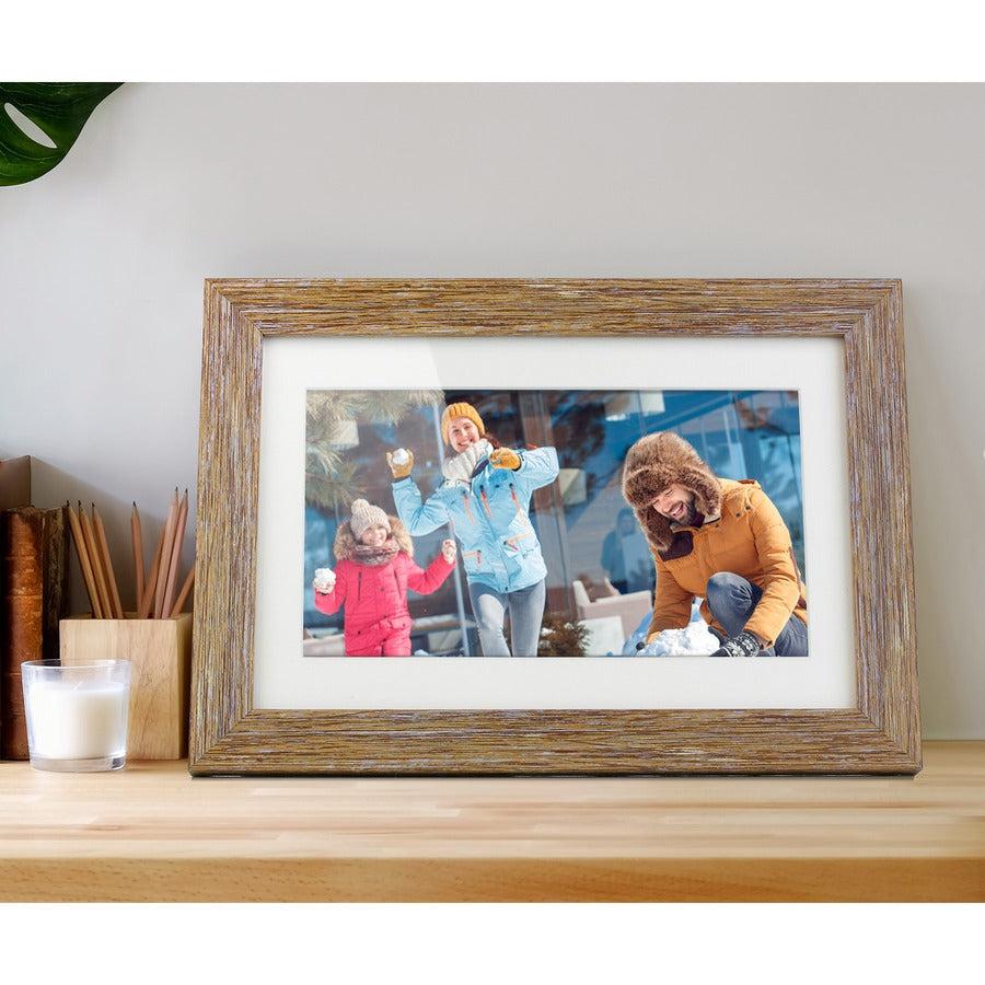 Aluratek 10 WiFi Touchscreen Distressed Wood Digital Photo Frame" ASHDPF10F