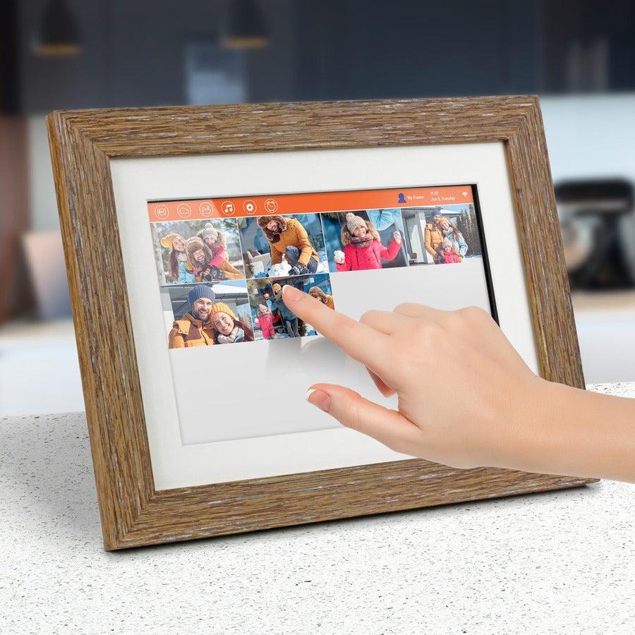 Aluratek 10 WiFi Touchscreen Distressed Wood Digital Photo Frame" ASHDPF10F