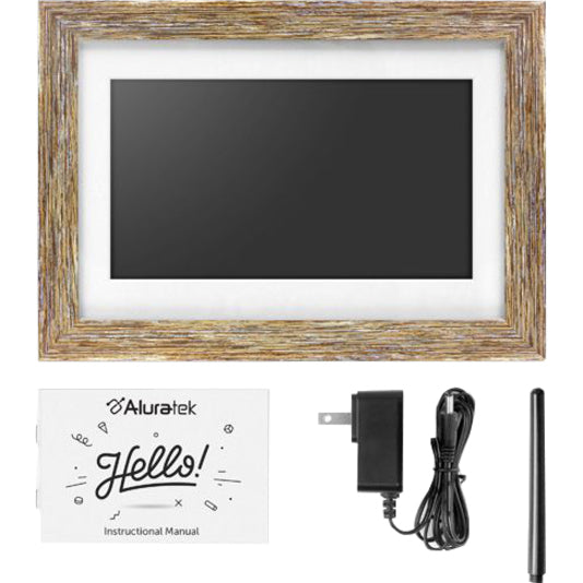 Aluratek 10 inch Distressed Wood Digital Photo Frame with Auto Slideshow Feature - 10"