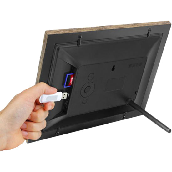 Aluratek 10 inch Distressed Wood Digital Photo Frame with Auto Slideshow Feature - 10"