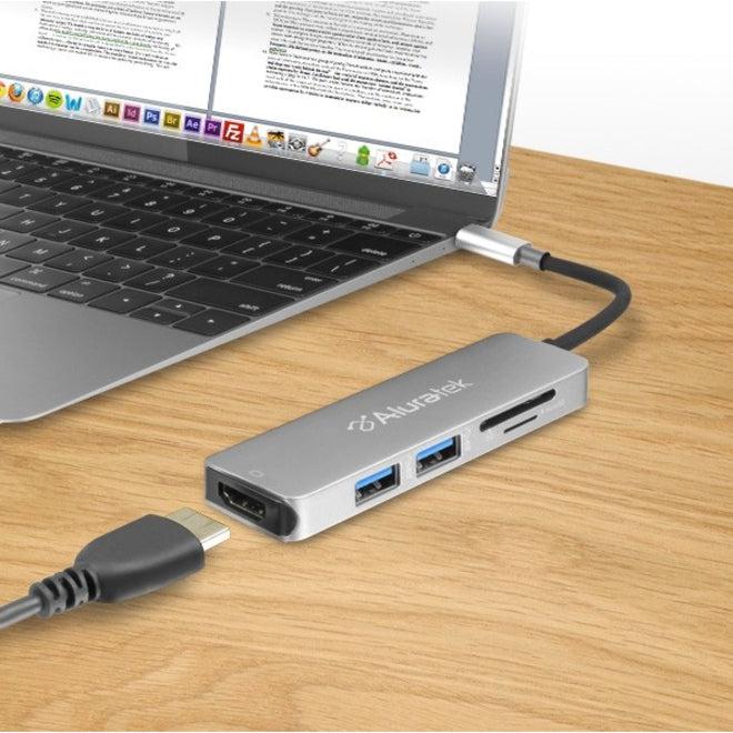 Aluratek USB Type-C Multimedia Hub and Card Reader with HDMI