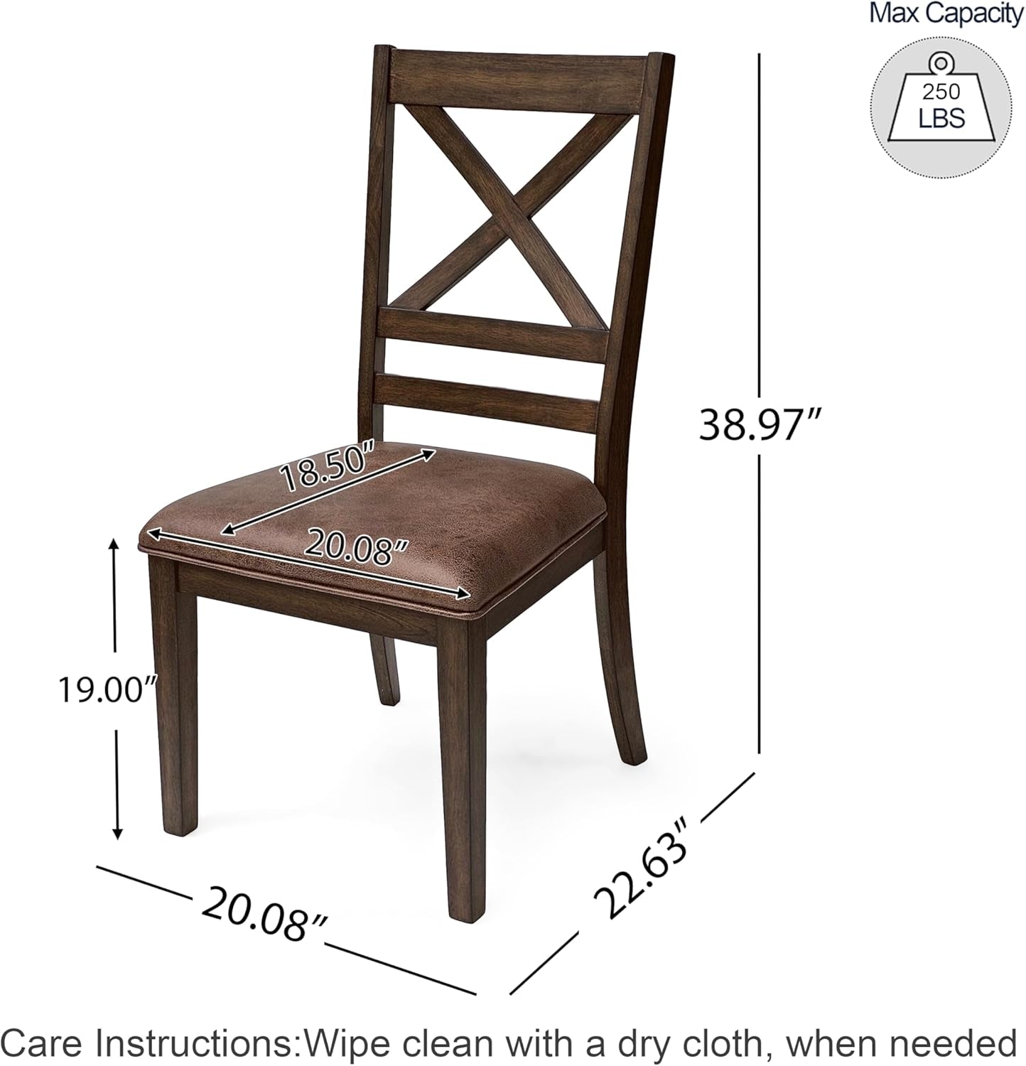 Amara Brown Upholstered Dining Chairs Cross Back Set Of 2