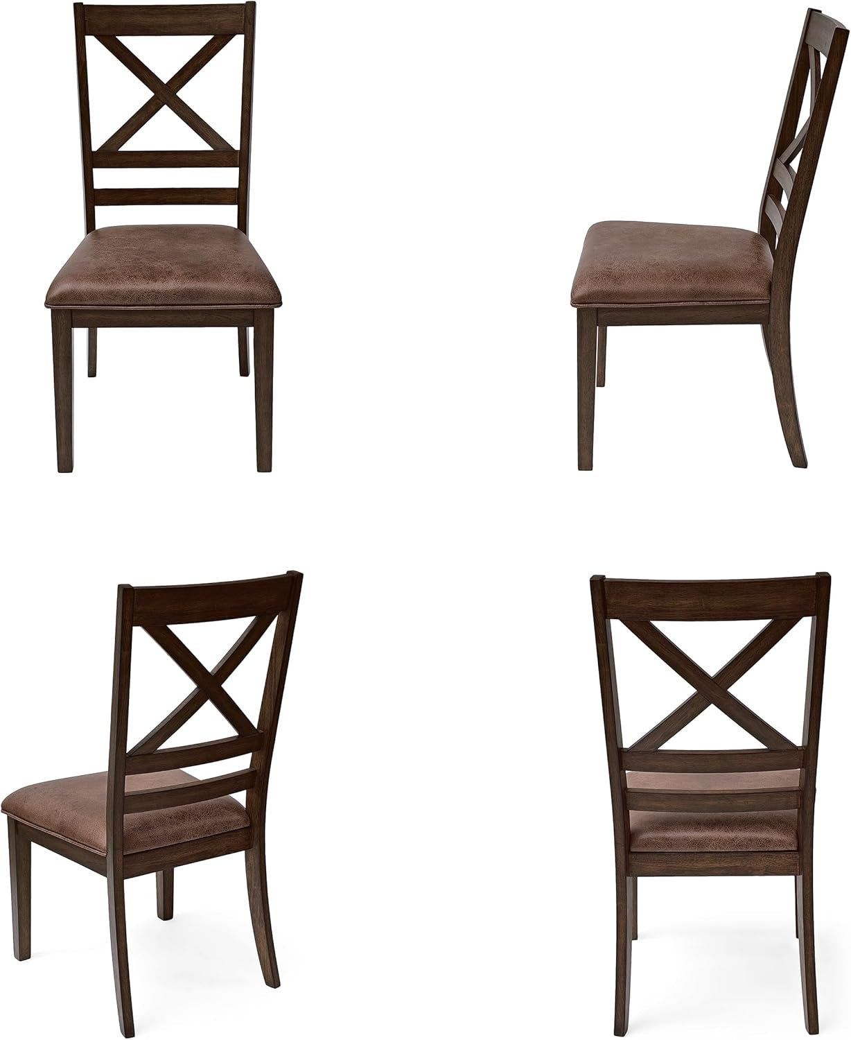 Amara Brown Upholstered Dining Chairs Cross Back Set Of 2