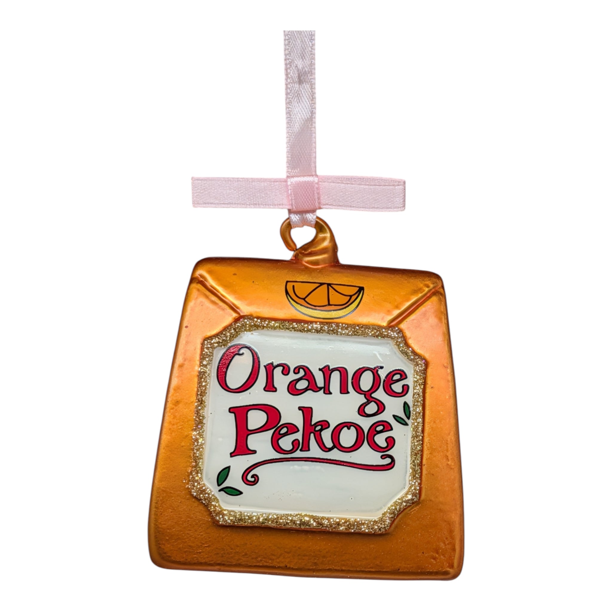 Amber Awakening: Orange Pekoe Tea Glass Ornament