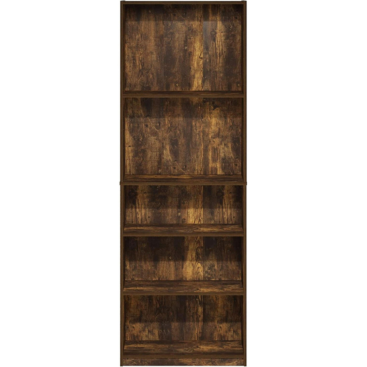 Amber Pine Adjustable 5-Tier Bookcase With Durable Shelves