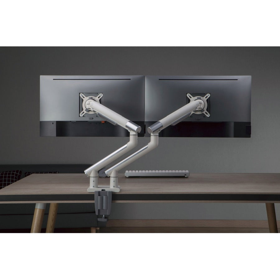 Amer Mounts Hydra2A Desk Mount For Display Screen, Curved Screen Display, Monitor - Space Gray, Textured White