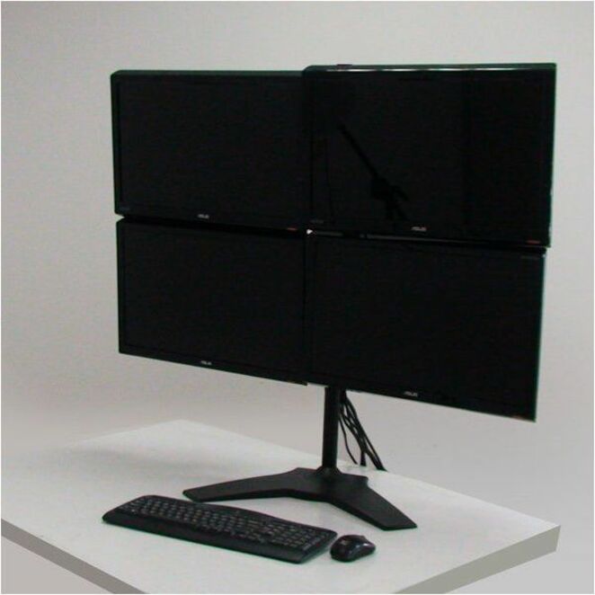 Amer Mounts Quad Monitor Stand Mount Supports Flat Panel Size up to 32 AMR4S32"