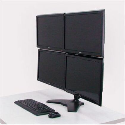 Amer Mounts Stand Based Quad Monitor Mount For Four 15"-24" Lcd/Led Flat Panel Screens