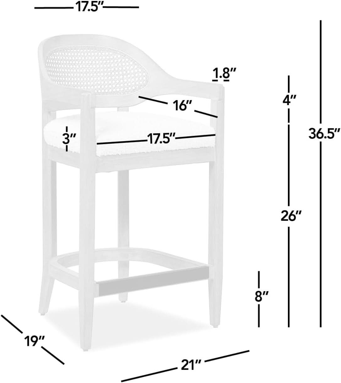 Americana Mid Century Modern 26 Inch Cane Back Counter Stool