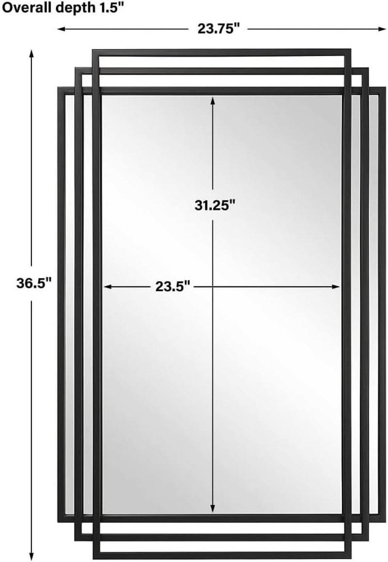Amherst Matte Black Iron Mirror 36.5 Tall 23.75 Wide