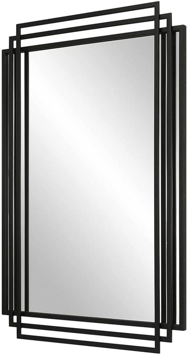 Amherst Matte Black Iron Mirror 36.5 Tall 23.75 Wide