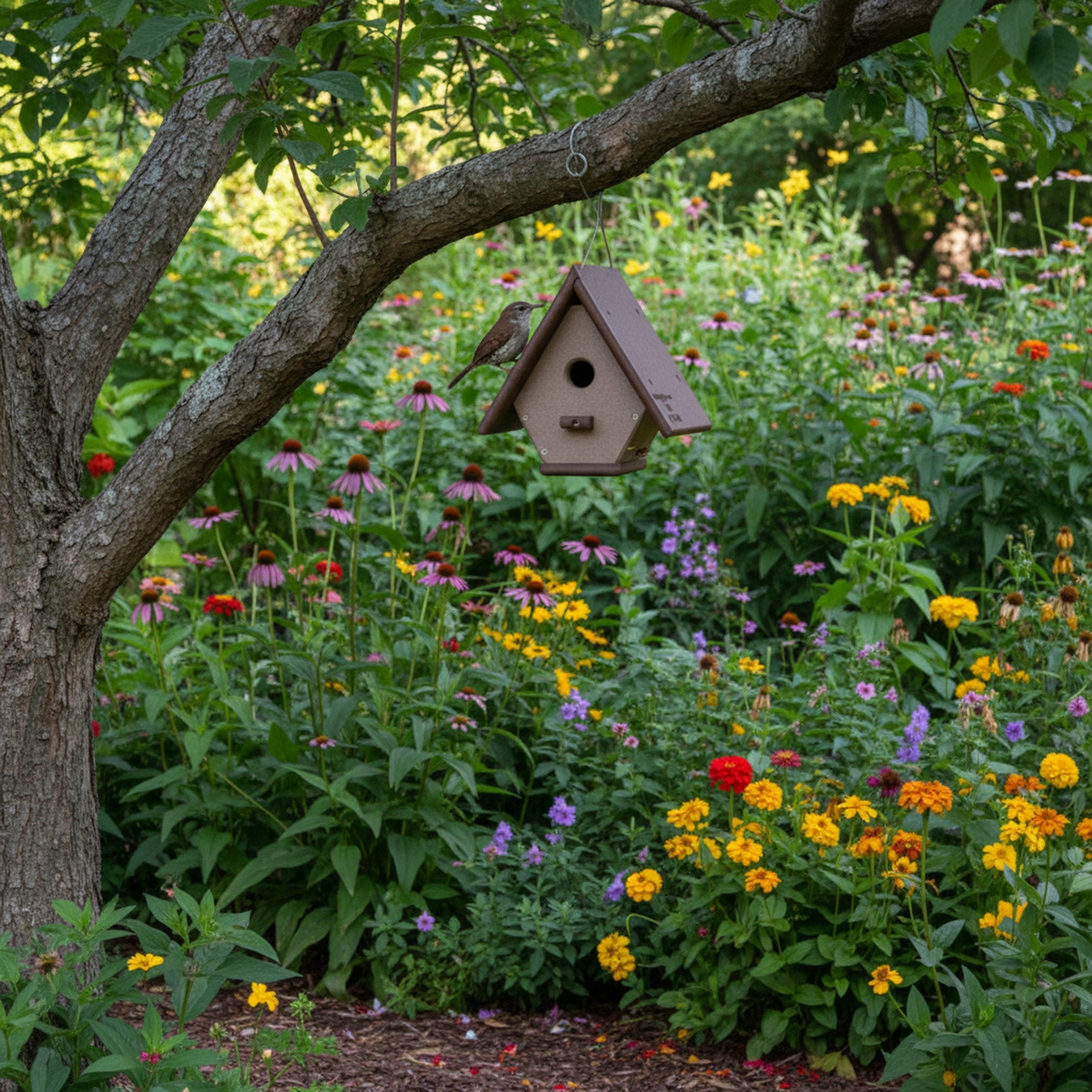 Amish-Made Hanging Wren House, Eco-Friendly Poly Lumber