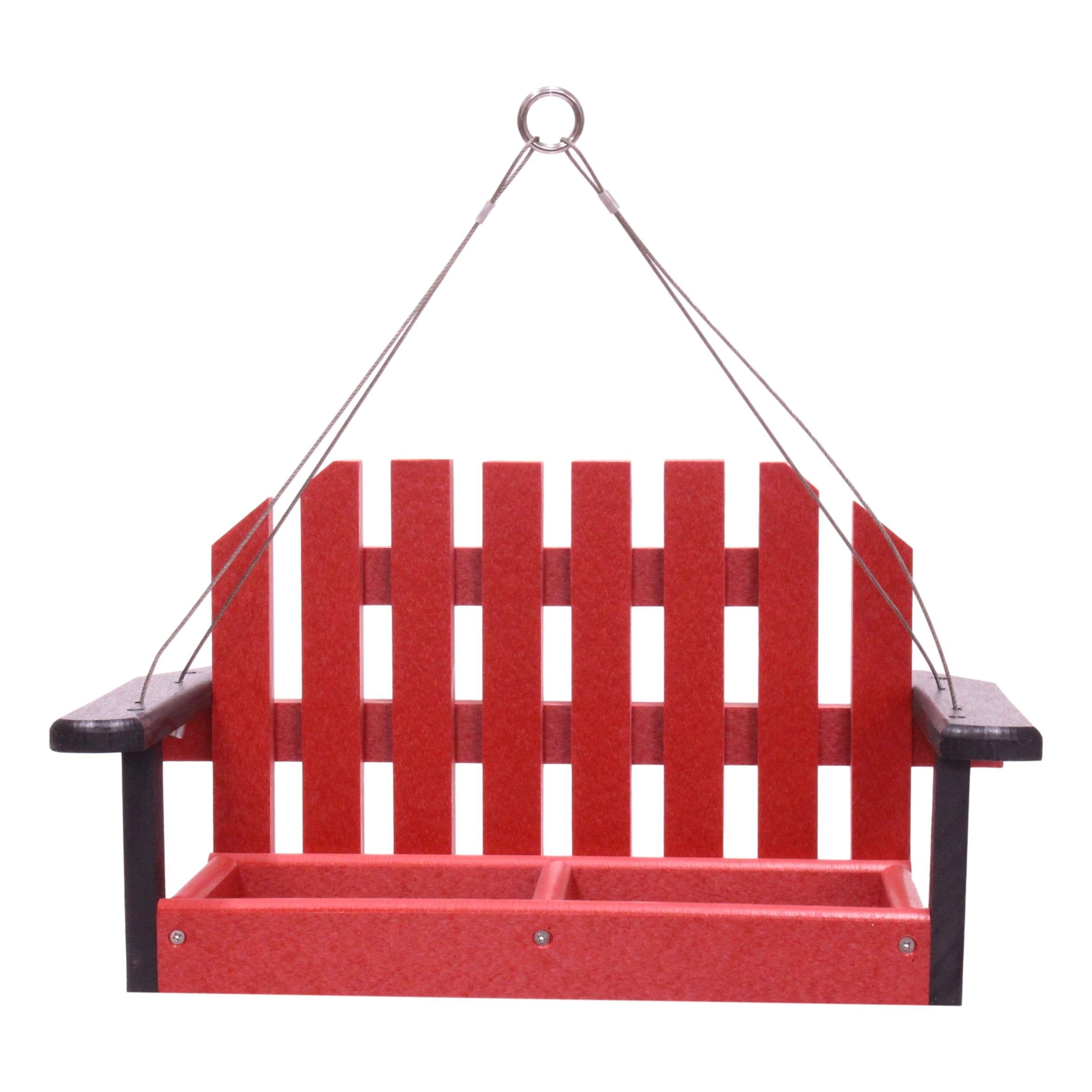 Amish-Made Porch Swing Bird Feeder, Eco-Friendly Poly Lumber Hanging Decorative Bird Feeder