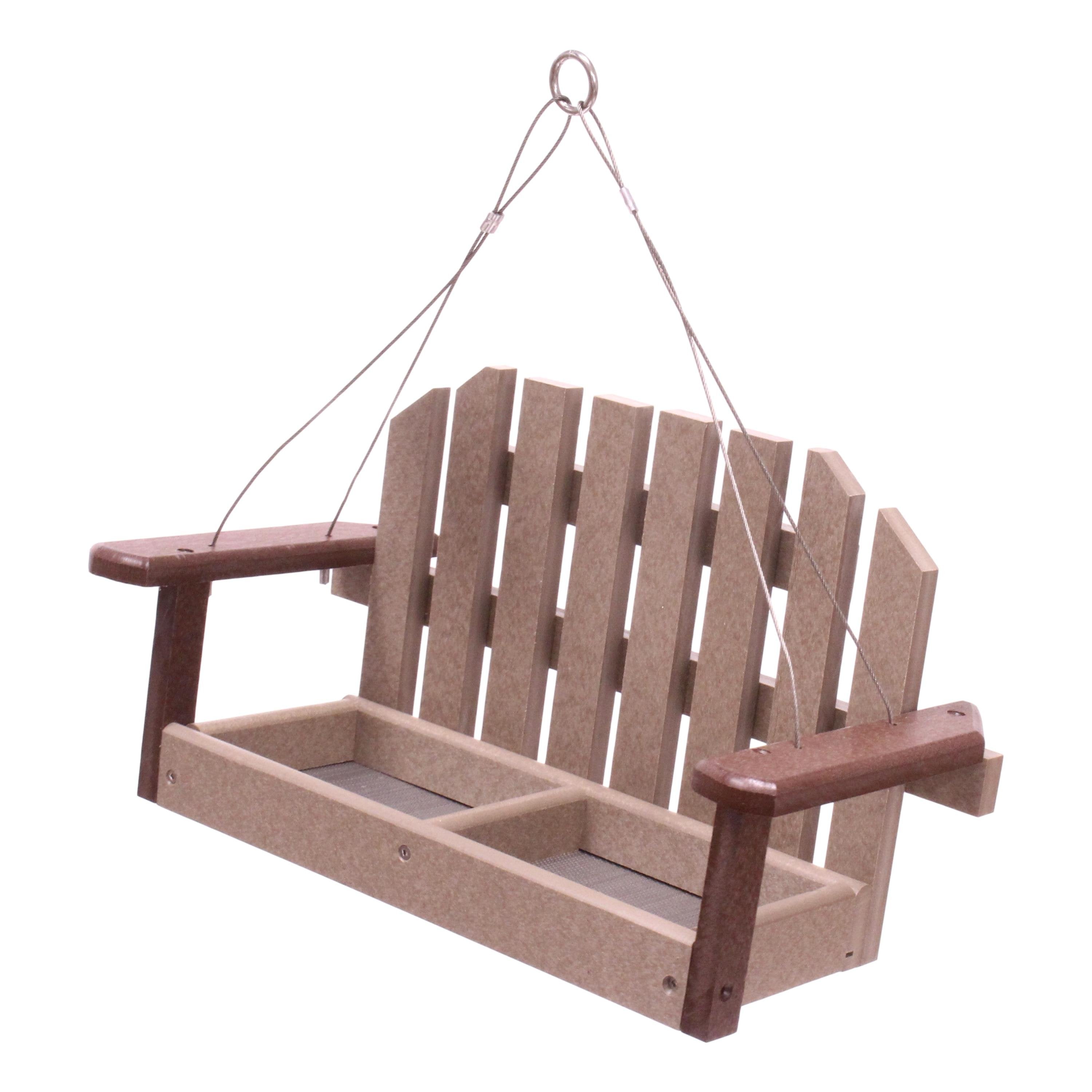 Amish-Made Porch Swing Bird Feeder, Eco-Friendly Poly Lumber Hanging Decorative Bird Feeder