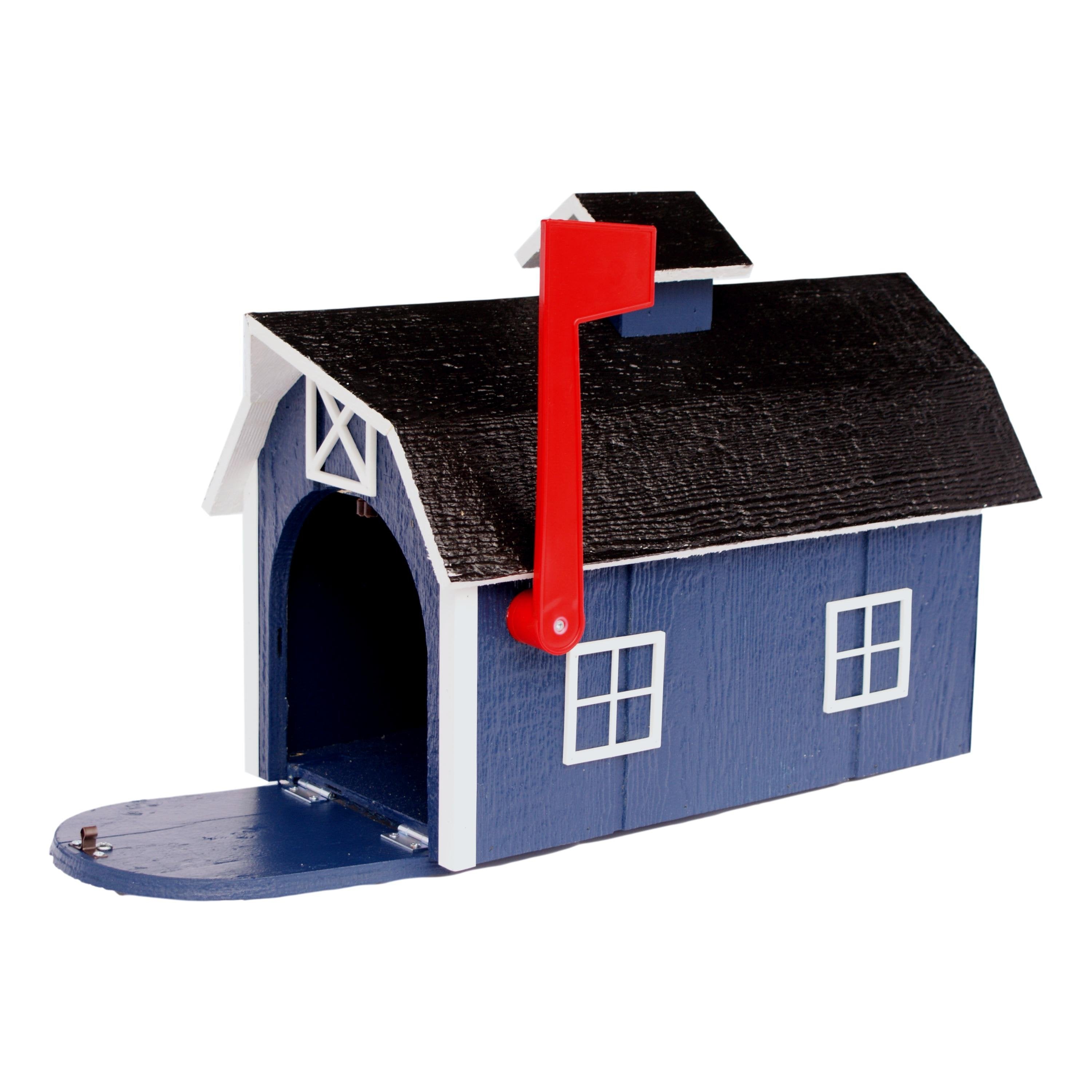 Amish-Made Wooden Mailbox, Dutch Barn Style, Post-Mount