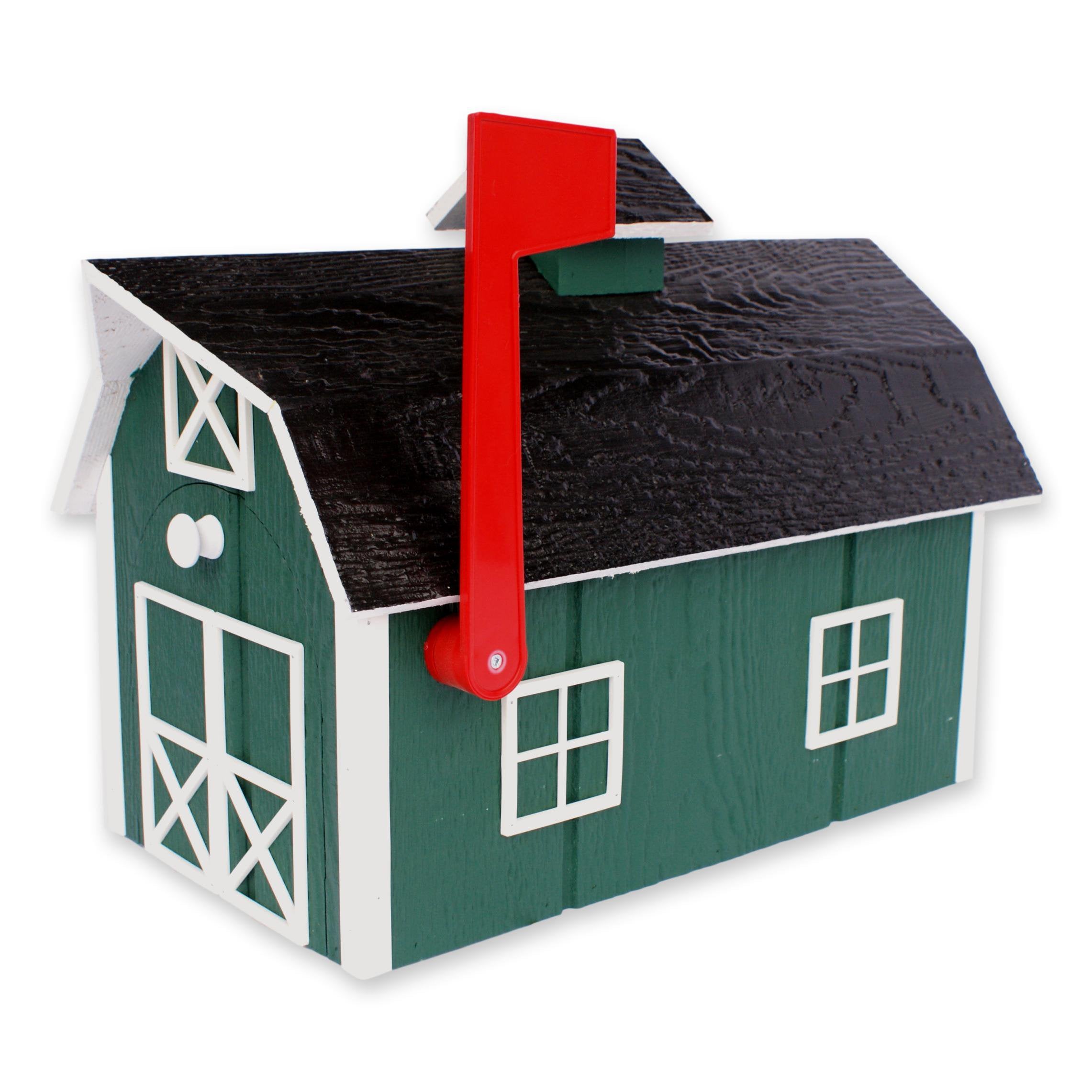 Amish-Made Wooden Mailbox, Dutch Barn Style, Post-Mount
