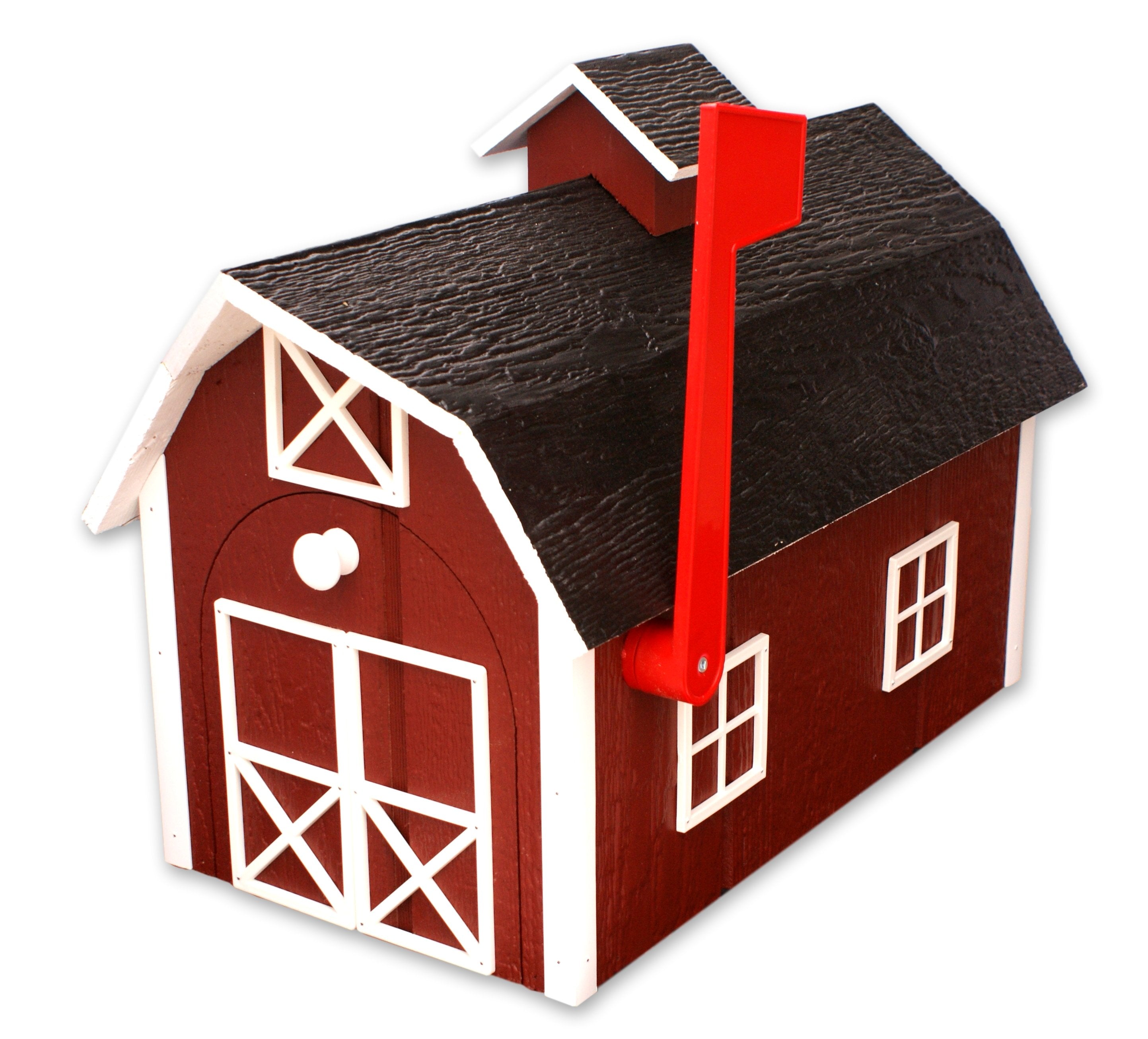 Amish-Made Wooden Mailbox, Dutch Barn Style, Post-Mount