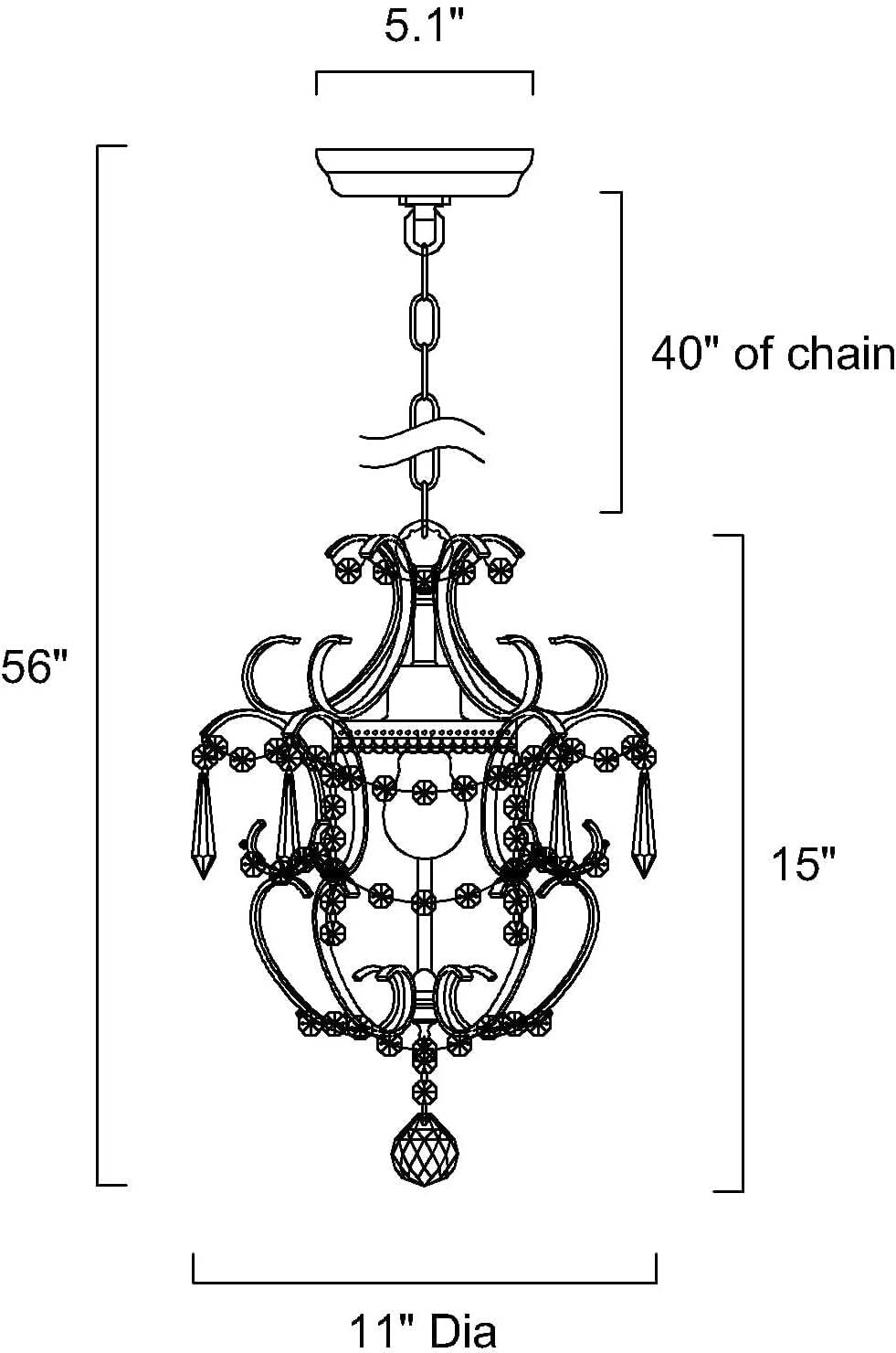 Amorette Chrome Crystal Chandelier 1 Light Fixture