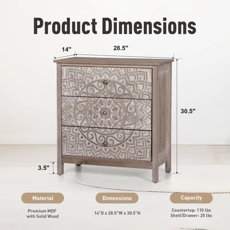 Angulo Beige Accent Chest With Three-Drawer Storage