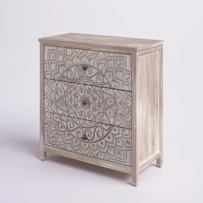 Angulo Beige Accent Chest With Three-Drawer Storage