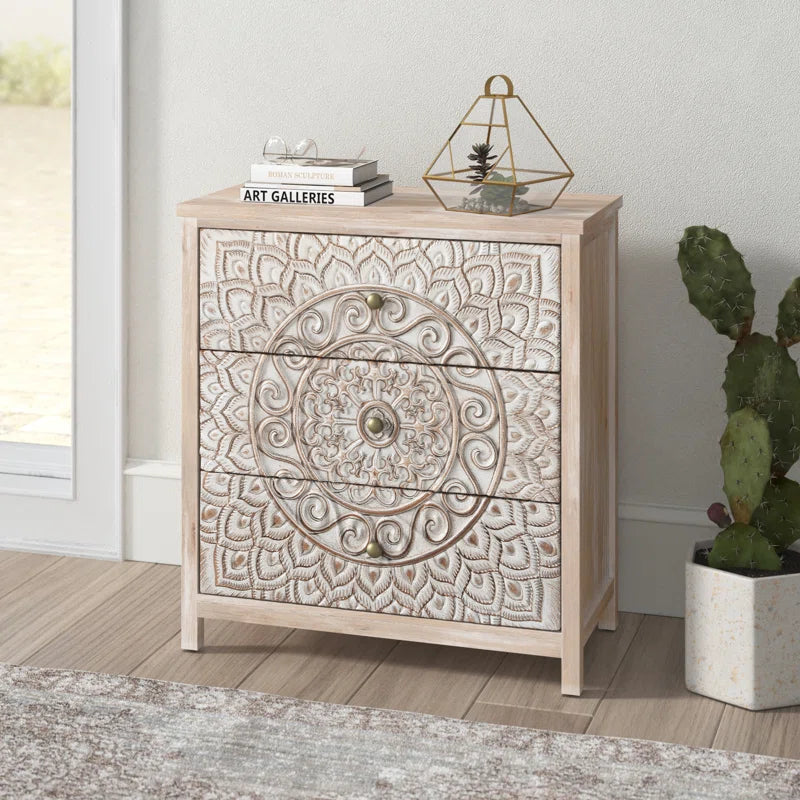Angulo Beige Accent Chest With Three-Drawer Storage