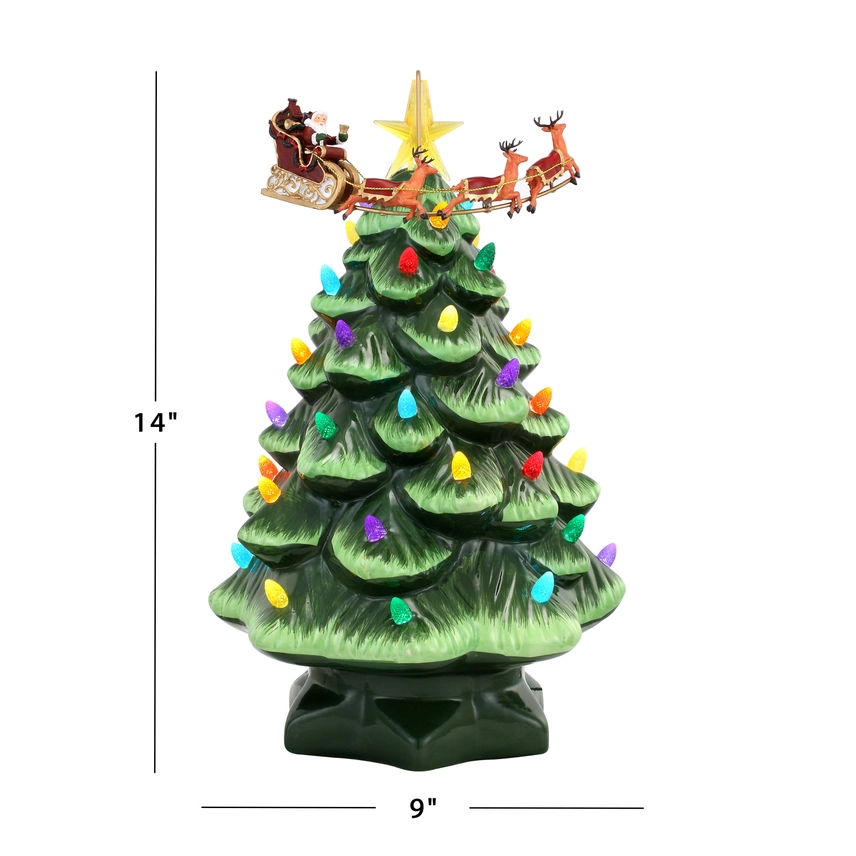 Santa Animation Tree Animated Nostalgic Tree - Green Tree with Santa's Sleigh