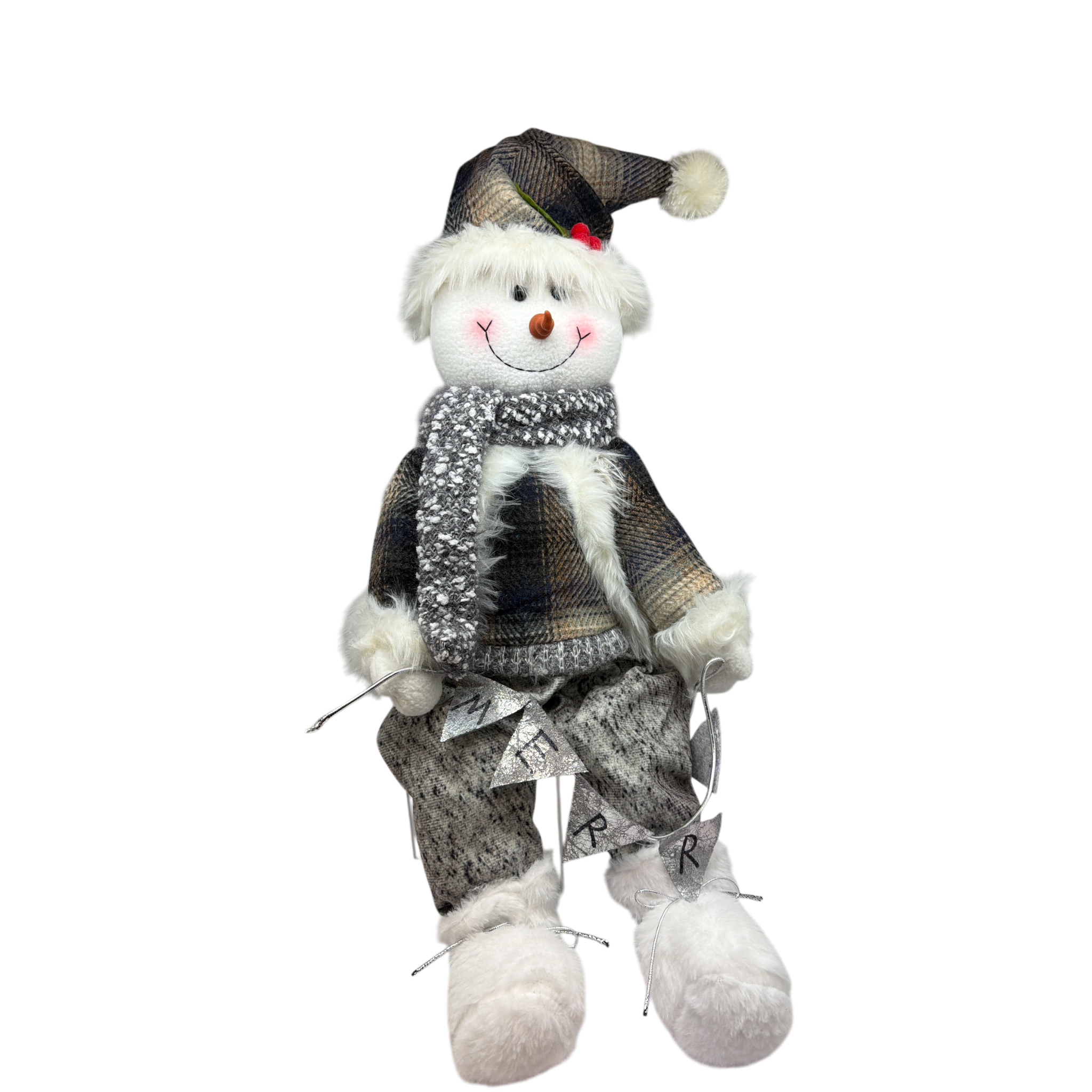 Animated Snowman With Banner Shelf Sitter