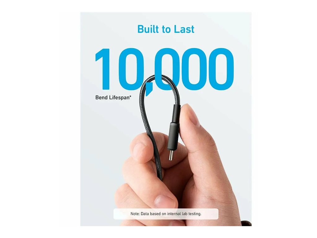 Anker 322 - USB cable - 24 pin USB-C (M) to 24 pin USB-C (M) - USB 2.0 - 10 ft - USB Power Delivery (60W) - black A81F7H11-1