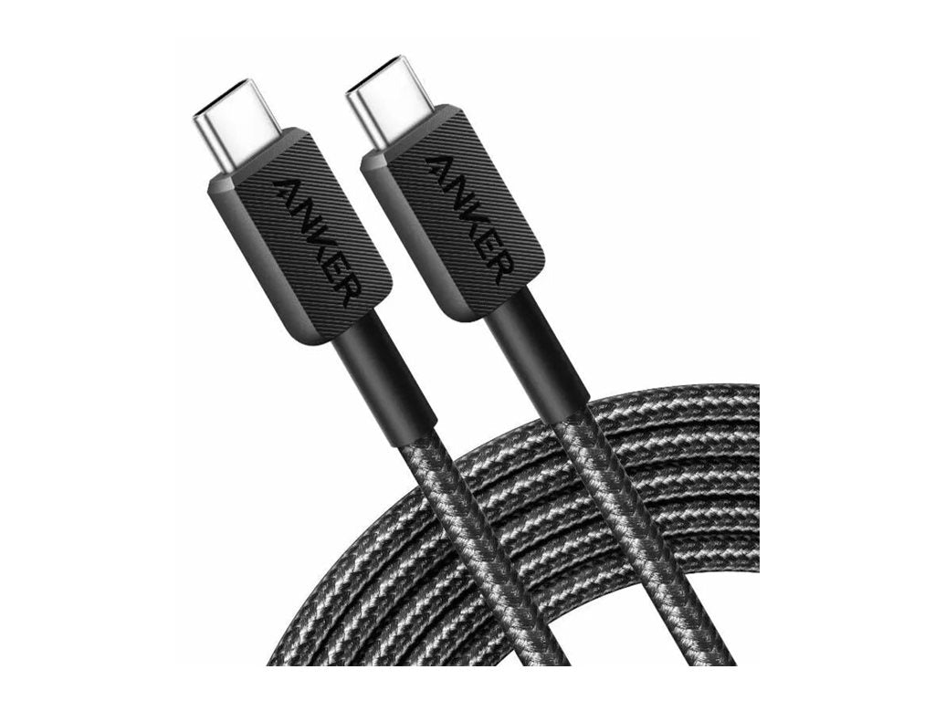 Anker 322 - USB cable - 24 pin USB-C (M) to 24 pin USB-C (M) - USB 2.0 - 10 ft - USB Power Delivery (60W) - black A81F7H11-1