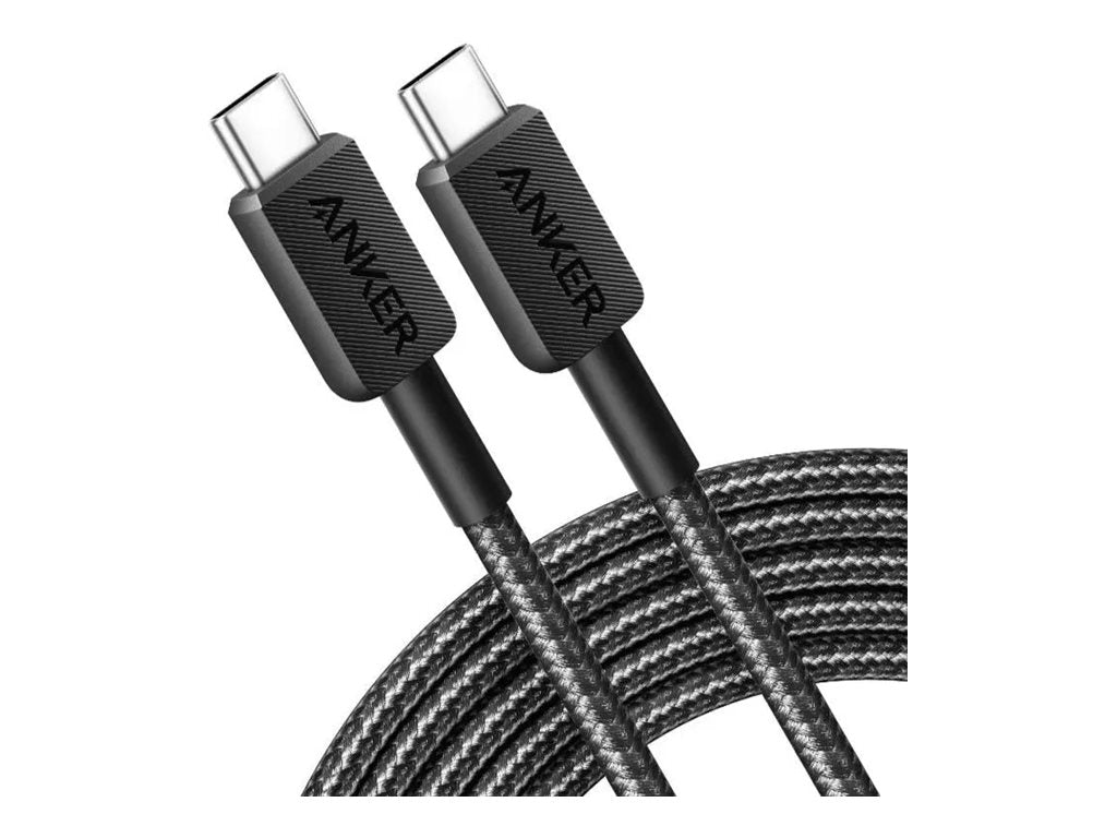 Anker 322 - USB cable - 24 pin USB-C (M) to 24 pin USB-C (M) - USB 2.0 - 10 ft - USB Power Delivery (60W) - black A81F7H11-1