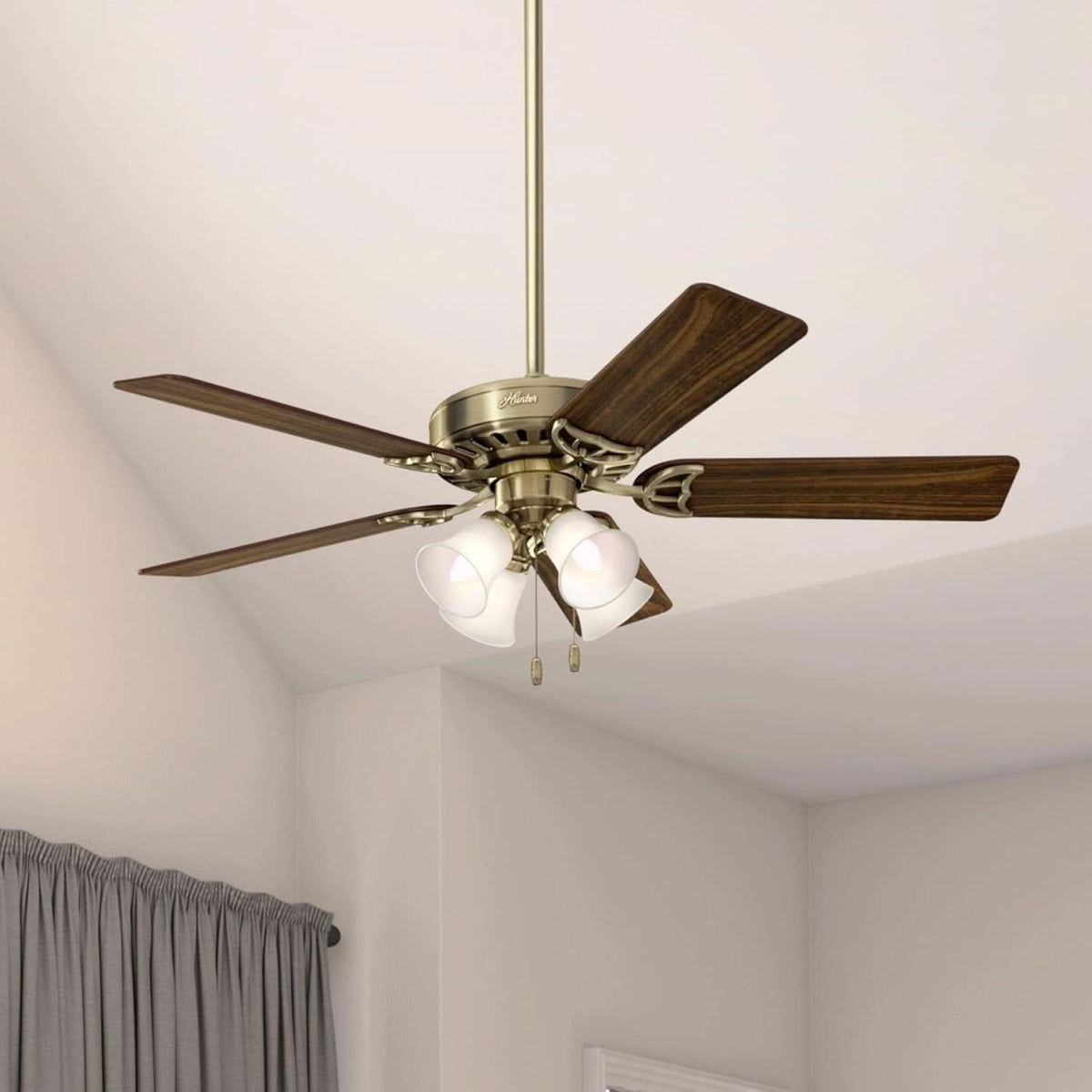 Antique Brass 52 Inch Ceiling Fan With LED Light Kit