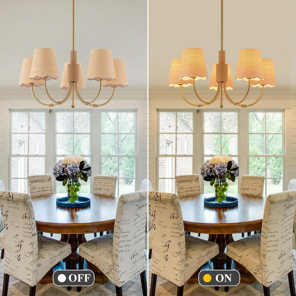 Antique Brass Boho Rattan Chandelier Pendant Dimmable