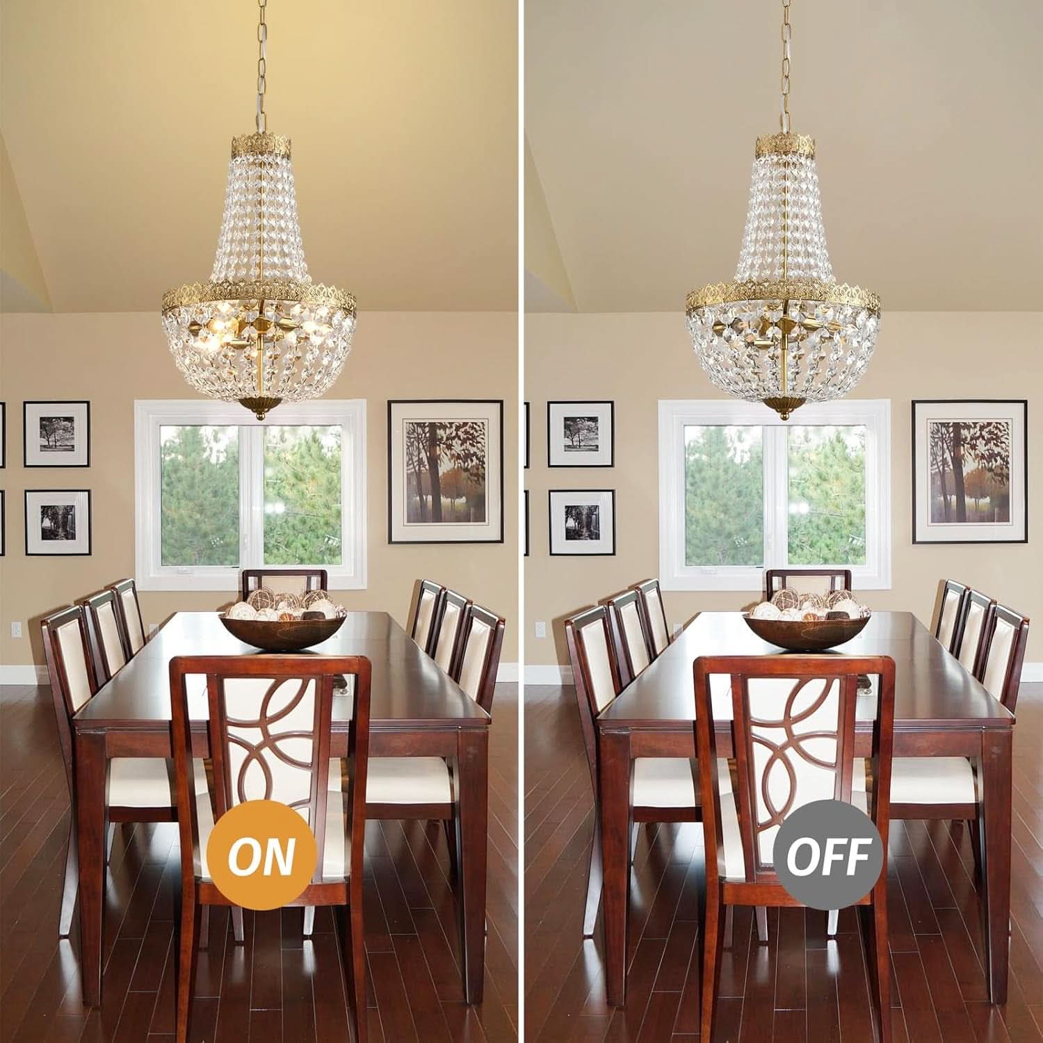 Antique Brass Crystal Chandelier Four Light Pendant