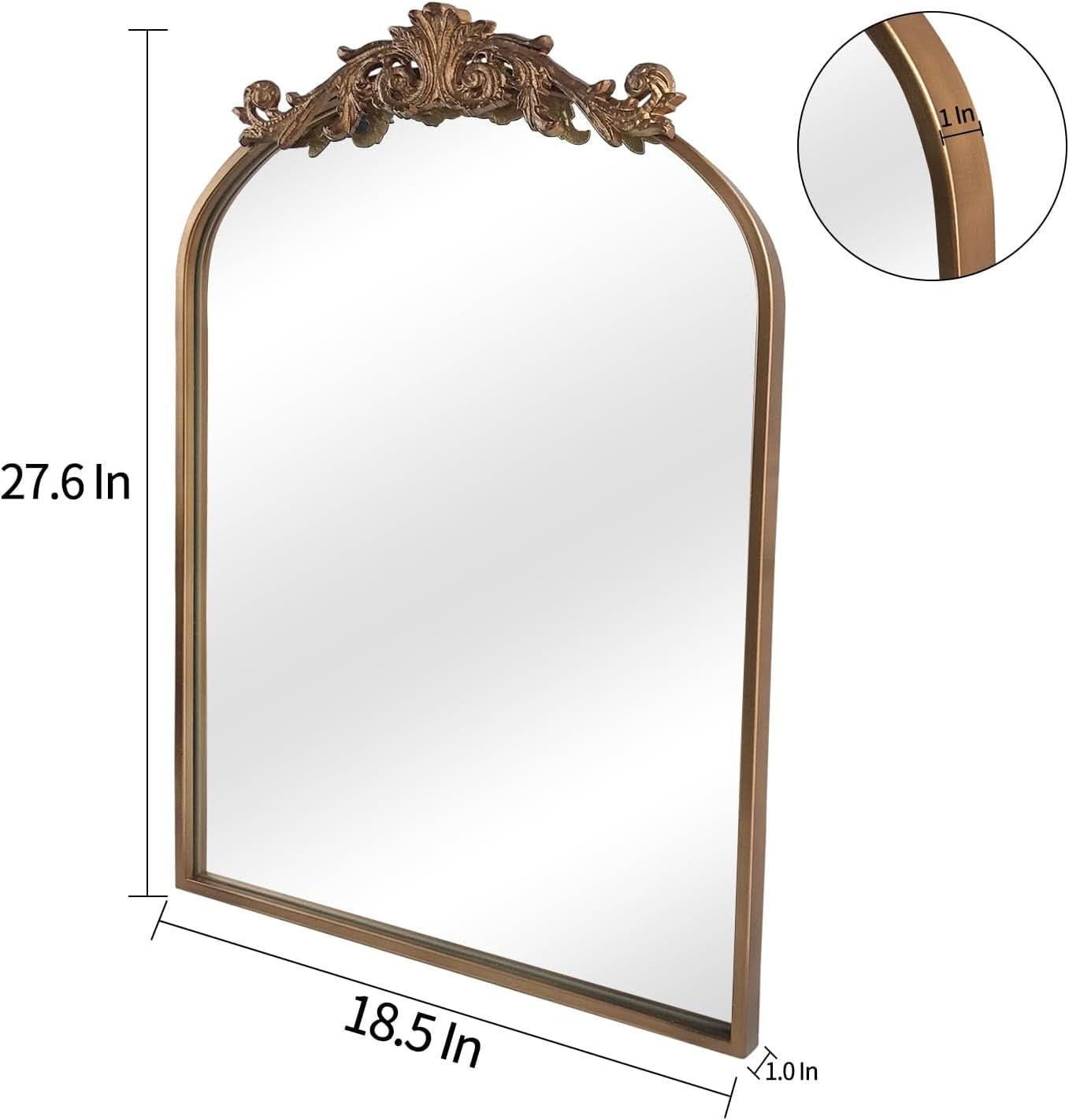 Antique Gold Baroque Arched Wall Mirror 19x27 Decor