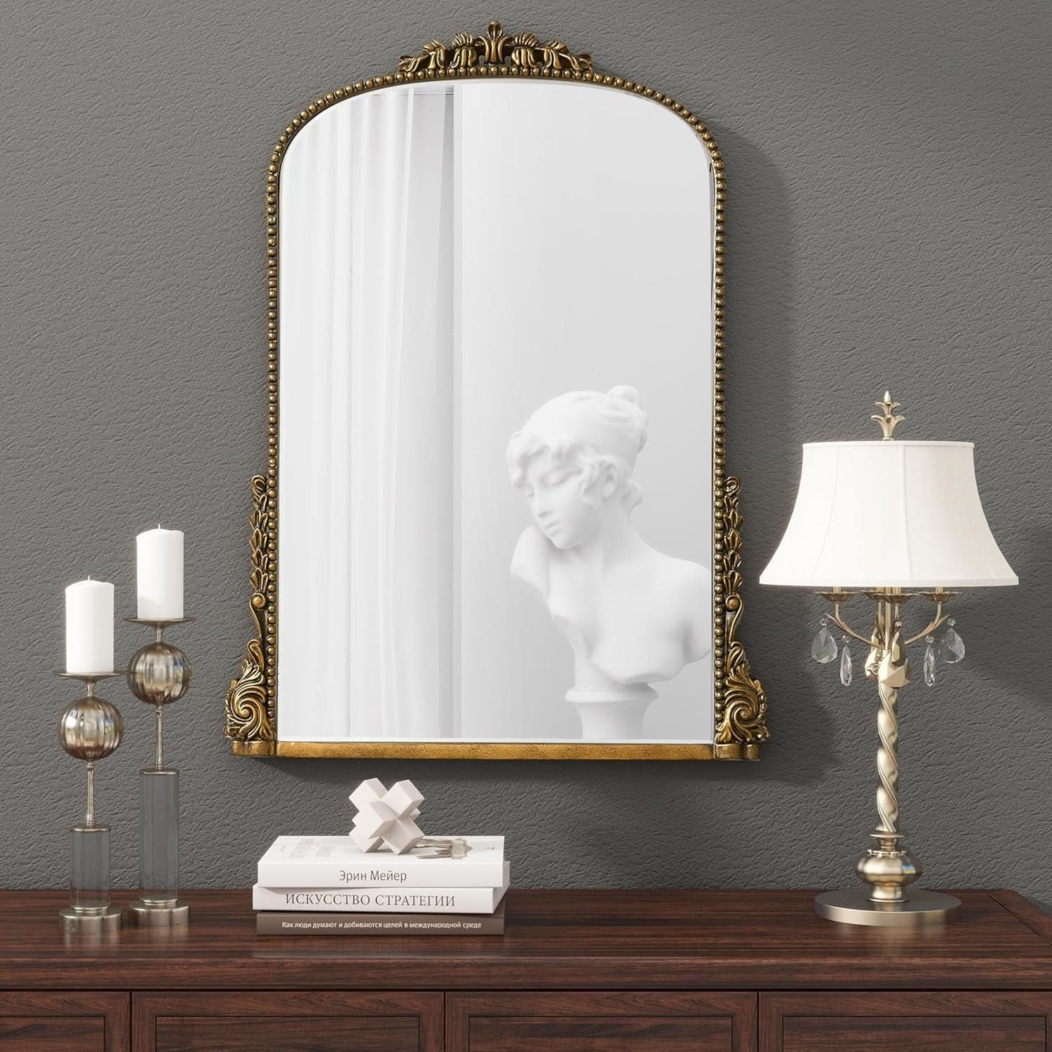 Antique Gold Baroque Wall Mirror 31.5 Inch By 23.6 Inch