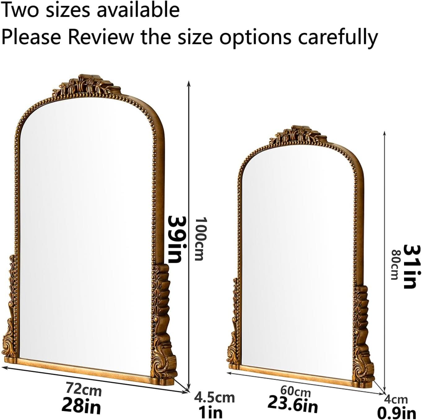 Antique Gold Baroque Wall Mirror 31.5 Inch By 23.6 Inch