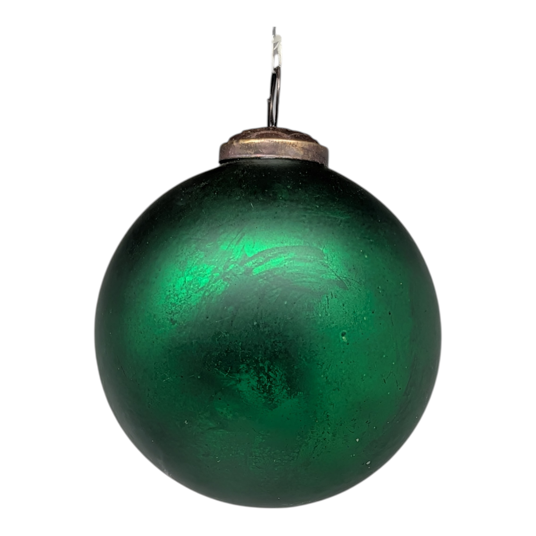 Antique Matte Emerald Glass Ball Ornament