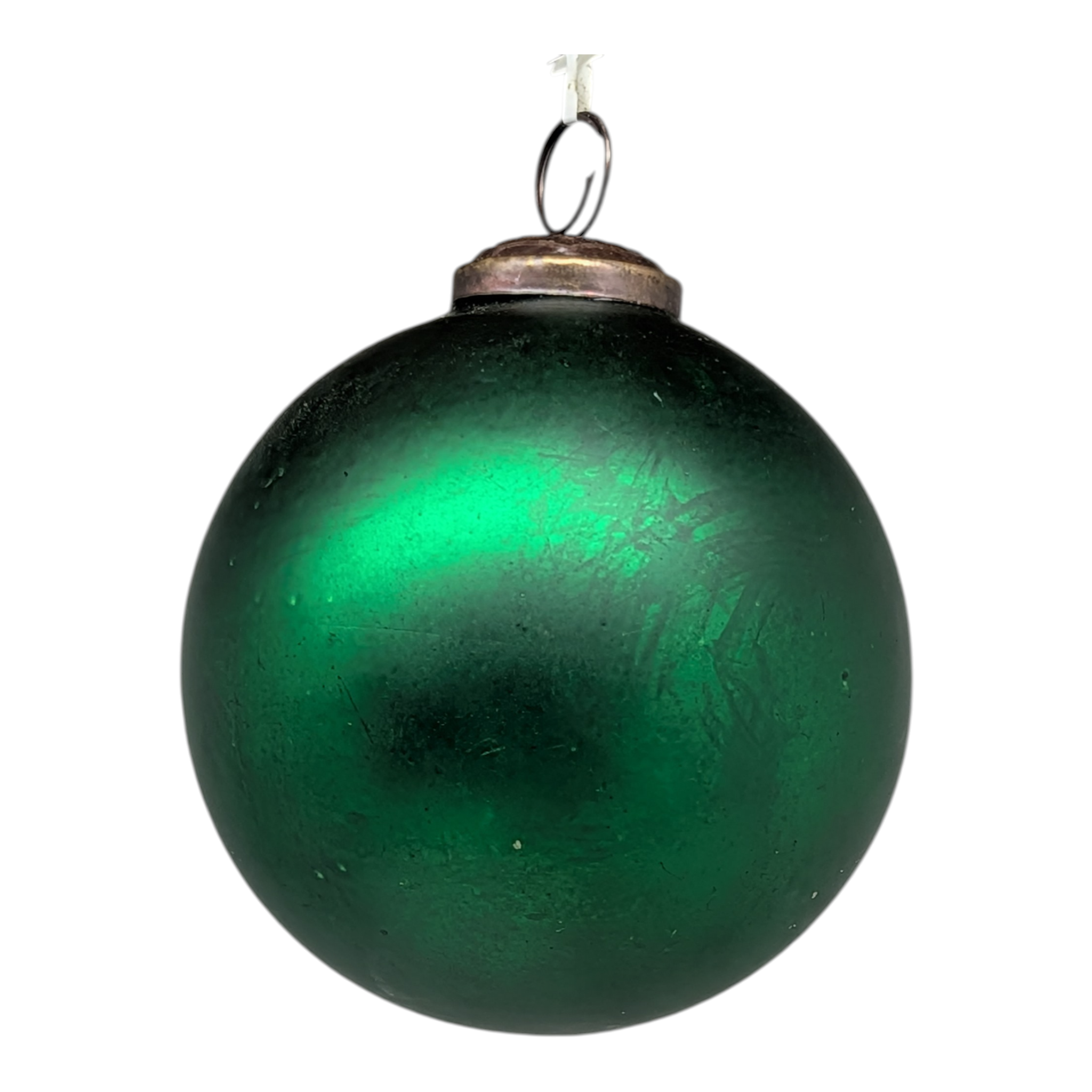 Antique Matte Emerald Glass Ball Ornament
